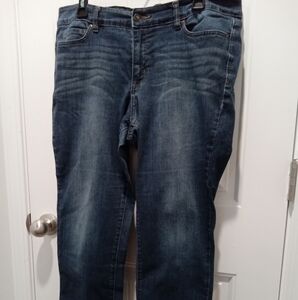 Vintage America Blues Plus Size 16 Boho Crop Straight Leg Denim Blue Jeans